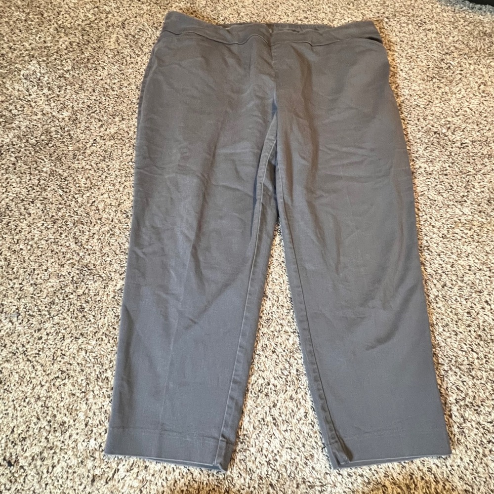 Croft & Barrow Effortless Stretch Pant 22W Short Gray Pull On Straight Leg Mens